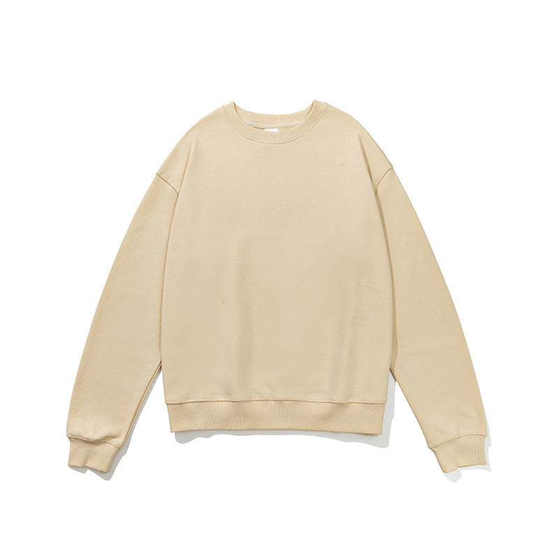 Terry Cotton Round Neck Sweater Loose European And American Retro FOG Color Matching