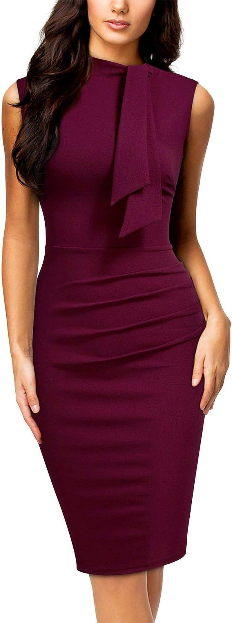 Women'S Retro 1950S Style Half Collar Ruffle Cocktail Pencil Dress