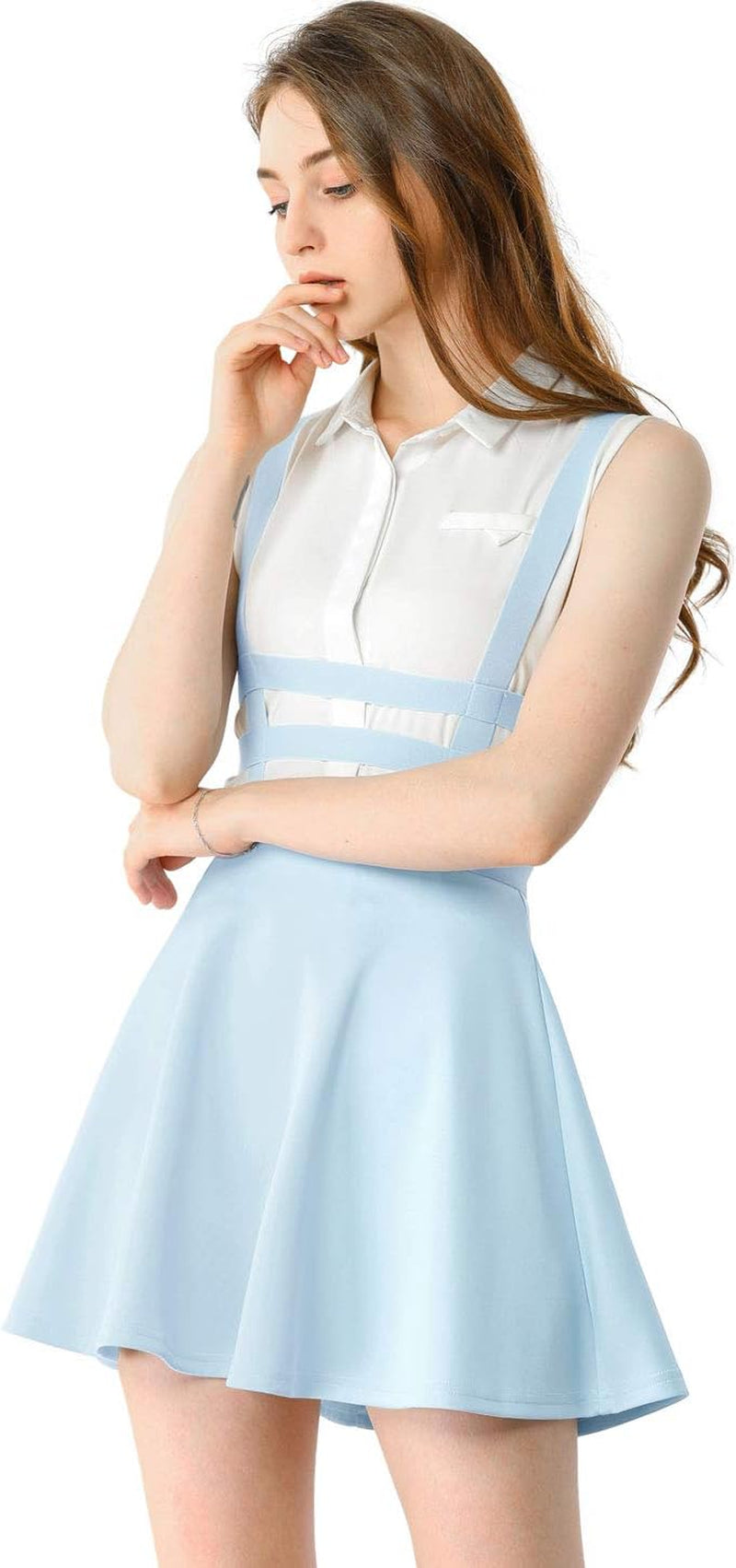 Women'S Pleated Overall Halloween Gothic 2025 Elastic Waist Kawaii A-Line Braces Suspender Skirt
