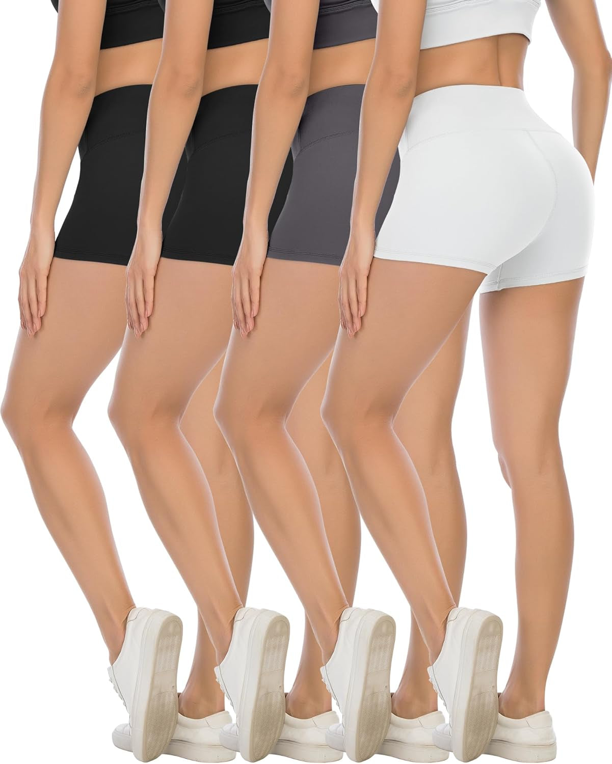 High Waisted Spandex Biker Shorts, Workout Booty Soft Yoga Shorts for Women