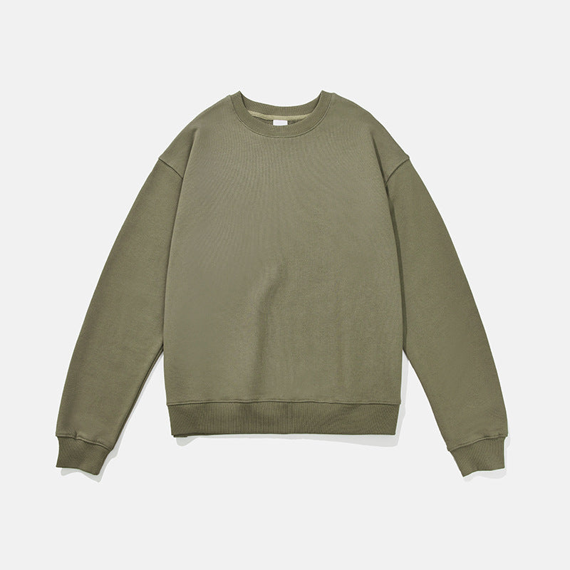 Terry Cotton Round Neck Sweater Loose European And American Retro FOG Color Matching