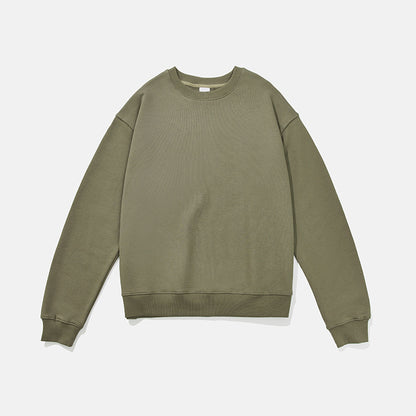 Terry Cotton Round Neck Sweater Loose European And American Retro FOG Color Matching