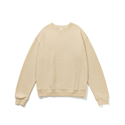 Terry Cotton Round Neck Sweater Loose European And American Retro FOG Color Matching