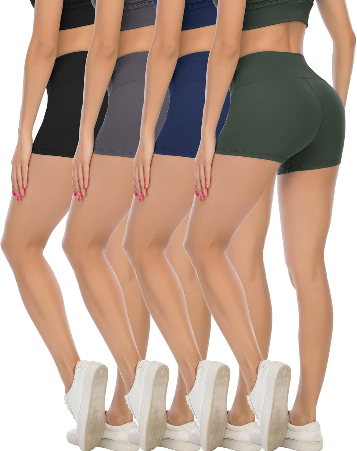 High Waisted Spandex Biker Shorts, Workout Booty Soft Yoga Shorts for Women