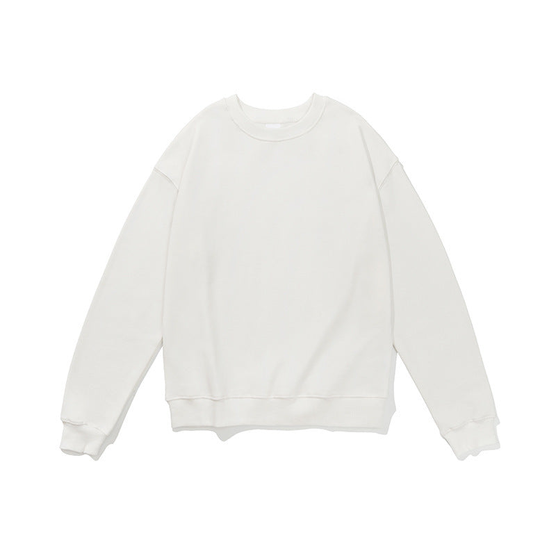 Terry Cotton Round Neck Sweater Loose European And American Retro FOG Color Matching