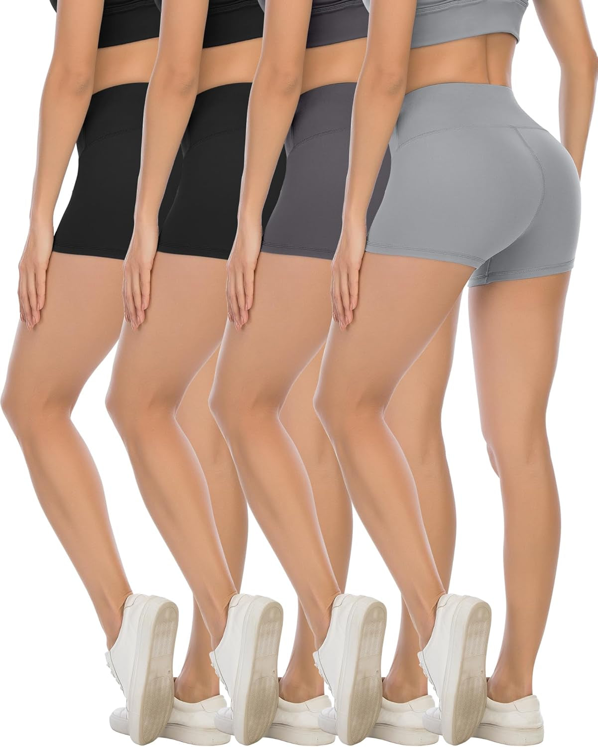 High Waisted Spandex Biker Shorts, Workout Booty Soft Yoga Shorts for Women