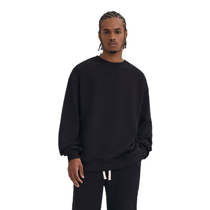 Terry Cotton Round Neck Sweater Loose European And American Retro FOG Color Matching