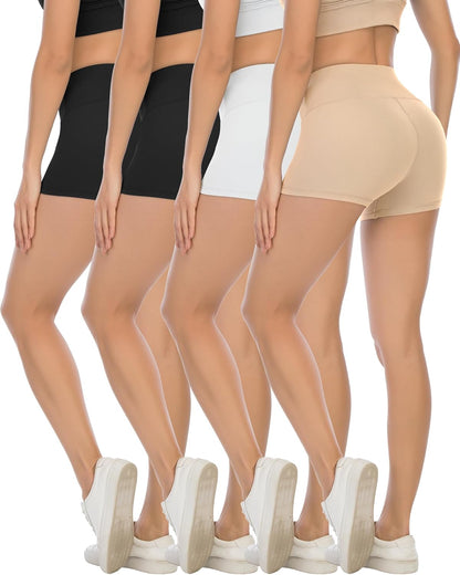 High Waisted Spandex Biker Shorts, Workout Booty Soft Yoga Shorts for Women