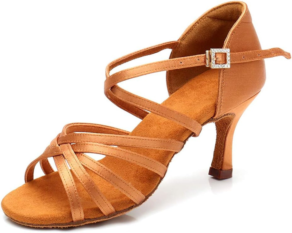 Women'S Latin Dance Shoes Satin Professional Ballroom Salsa Practice Performance Dance Shoes