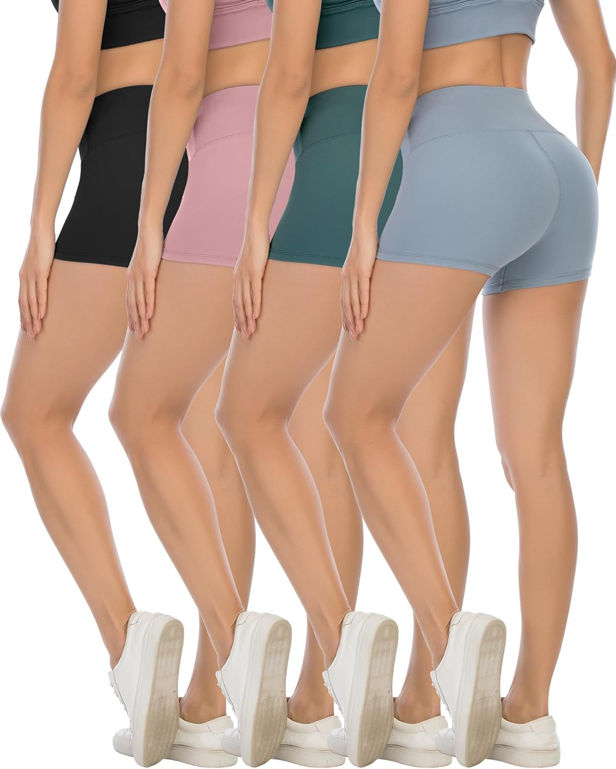 High Waisted Spandex Biker Shorts, Workout Booty Soft Yoga Shorts for Women