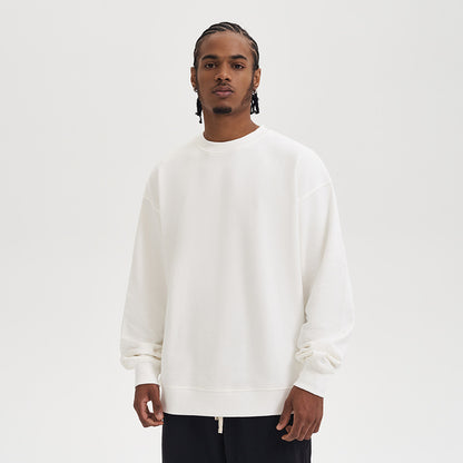 Terry Cotton Round Neck Sweater Loose European And American Retro FOG Color Matching
